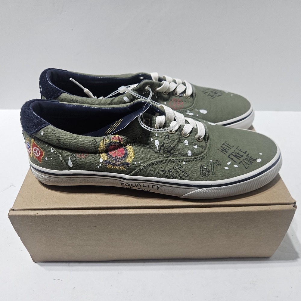 Polo Ralph Lauren Thorton Graffiti "EQUALITY FOR ALL" Canvas Sneakers - Sz 8.5D
